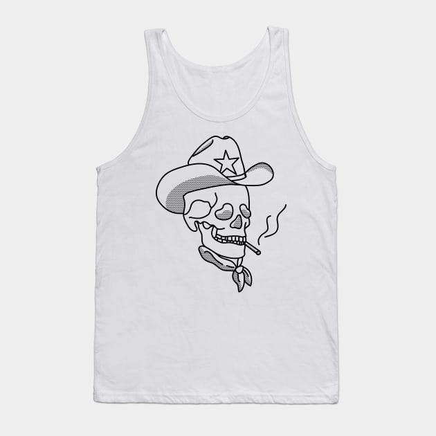 Western Cowboy Hat Skull Smoking Tank Top by YourGoods